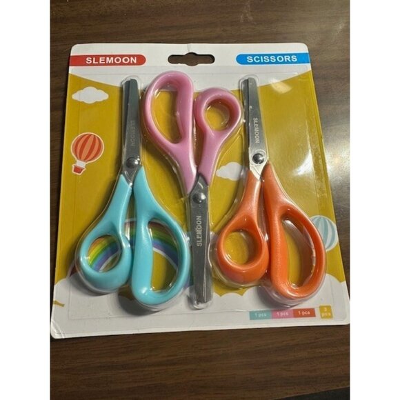 5" Left Handed Kids Scissors Set of 3 pcs For Kids Craft Blunt Tips Rounded New - Picture 1 of 3